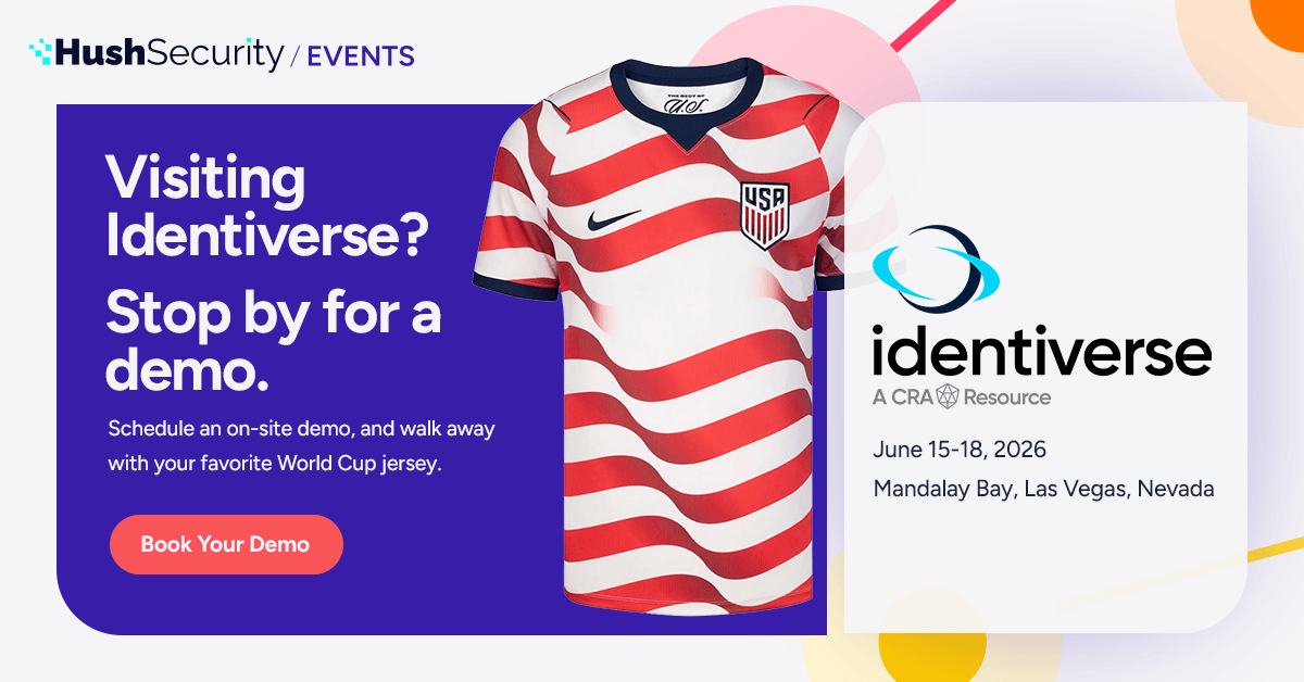 Hush_Security's tweet photo. IAM teams, we'll see you at Identiverse. 👋
We're showcasing our latest releases on-site:
↳ Agentic AI access management 
↳ Moving from secret-based to identity-based access
Book a live demo with our team and walk away with a branded World Cup jersey🎽⚽https://t.co/NCctF1jRca https://t.co/z6l4zTrdU9
