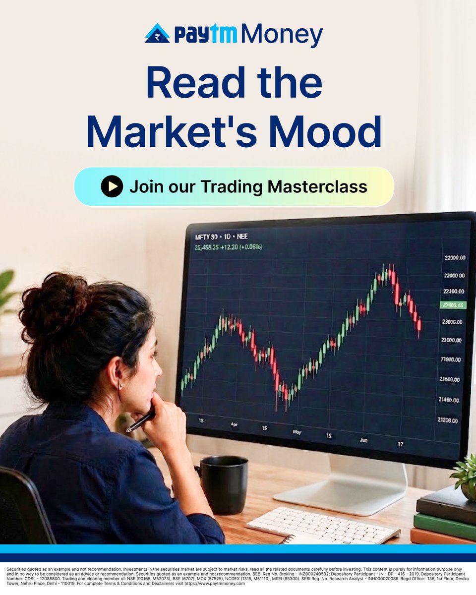 PaytmMoney's tweet photo. Markets leave clues. Learn how to read them 👀
Join our next Trading Masterclass on 23rd May (Sat).
Register now: https://t.co/iNxChe1LUP
#PaytmMoney #TradingMasterclass https://t.co/djNqkuJyYC