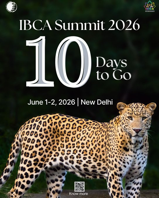 DDNewslive's tweet photo. The countdown continues.
10 days until #IBCASummit2026 will drive global action for wildlife and ecosystems.
Together, we move one step closer to a more sustainable and balanced future.
To know more, visit: https://t.co/FtduBgIs1F
#SaveBigCats #SaveEcosystem #SaveHumanity
@IBCA_official @moefcc