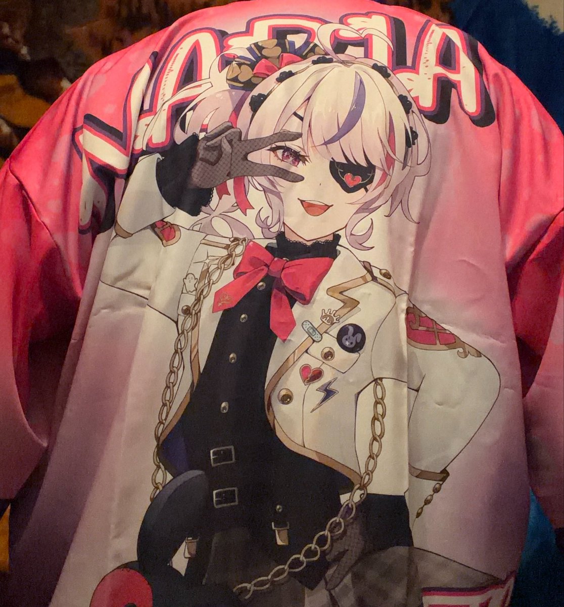 BPikmin11's tweet photo. I got my first happi ever, that being ❤️‍🩹. I feel emotional finally owning something that really shows my oshi dedication. I'll pray hard for an in-person concert featuring her. She has worked hard these past years. I wanna be there when she performs. #MariaMarionette https://t.co/rTvTuS6QEc