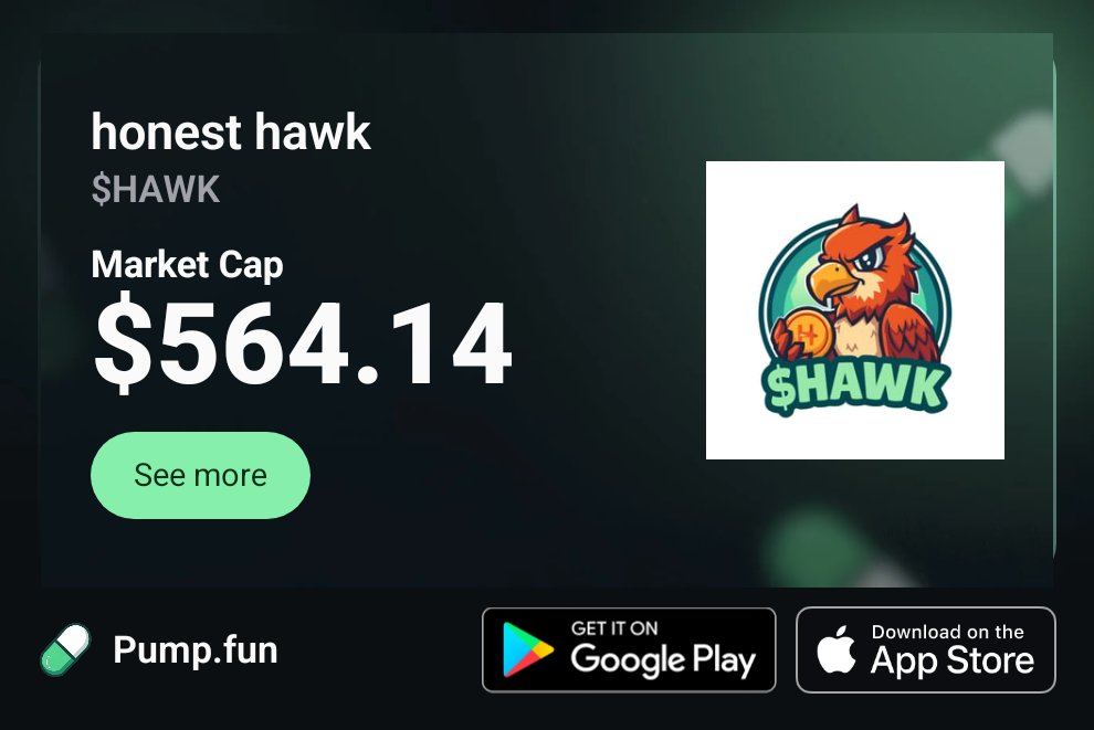 HonestHawkie's tweet photo. 🦅 The $HAWK inner circle is open.
Everything that doesn't fit in a tweet lives here:
📊 Live chart updates
🚨 Buy alerts before they happen
💎 Holder-only alpha
🔒 Dev wallet transparency updates
This is where serious holders stay ahead.
Join the nest 👇
https://t.co/3bn4NjtoXJ
#HAWK #HonestHawk #Solana #PumpFun #MemeCoin #CryptoAlpha