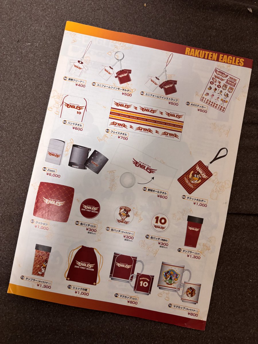 楽天イーグルス 2005年 6点セット またまた珍品が出てきた。 2005年の楽天イーグルスのグッズ
