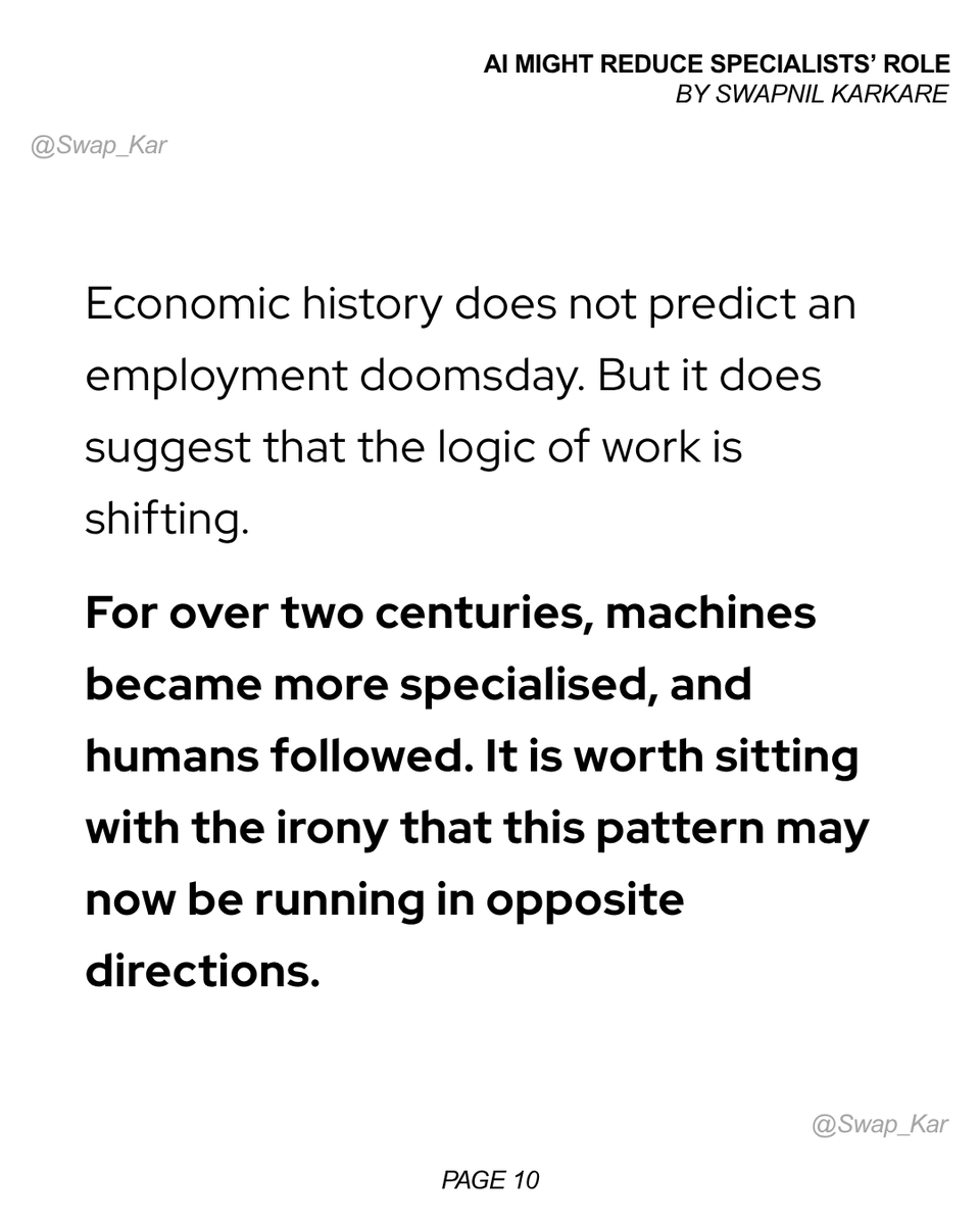 Swap_Kar's tweet photo. Becoming a generalist sounds appealing as an idea, but it requires time, institutional support, and access that are unevenly distributed. 
Read more on @NDTVProfit 
Link: https://t.co/JZC9Uz4BZo
(3/3) https://t.co/Jzr9mo6hTJ