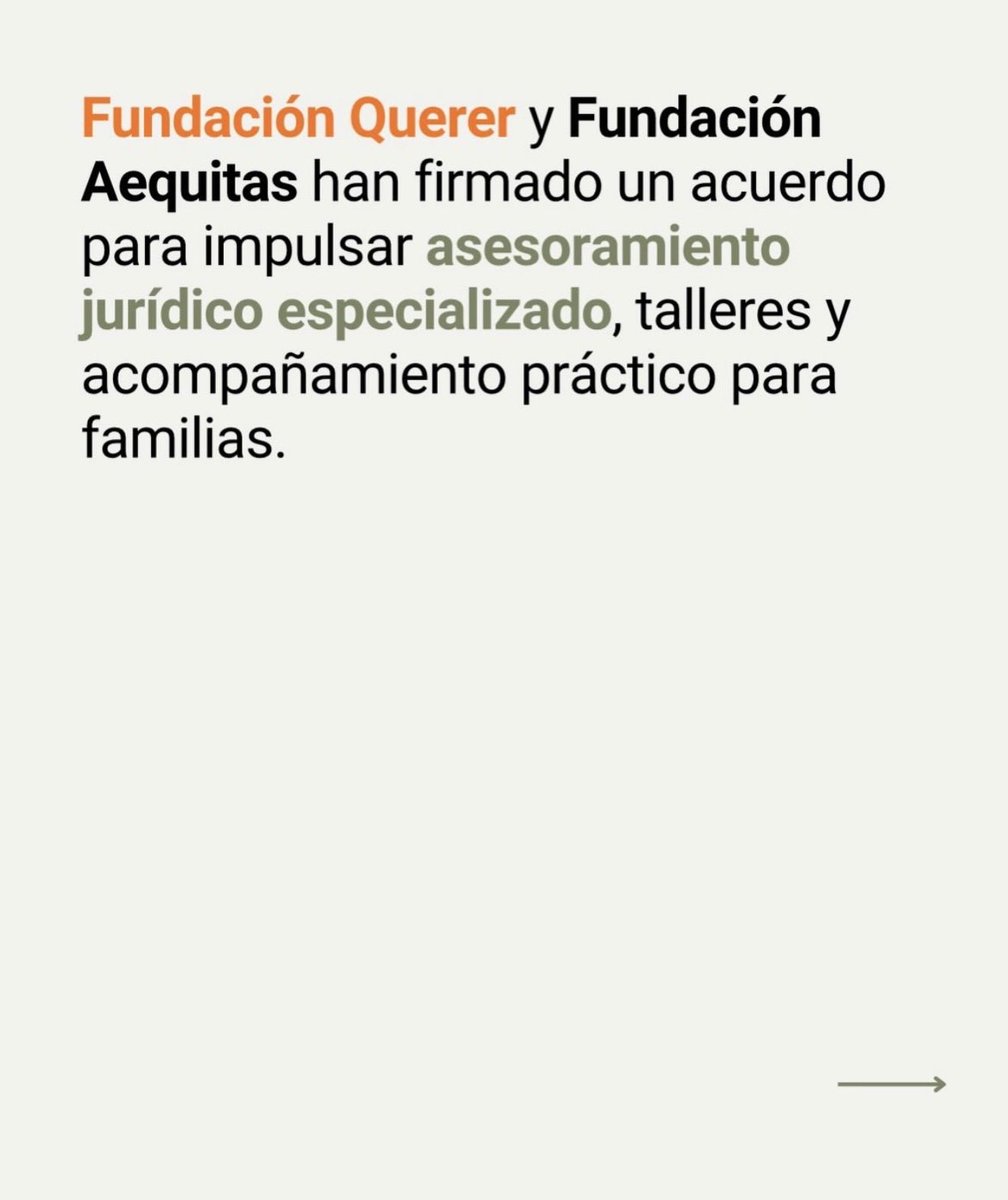 FundacionQuerer's tweet photo. La colaboración entre Fundación Querer y Fundación Aequitas nace con un objetivo claro: ofrecer apoyo y orientación jurídica a familias con hijos con trastornos del neurodesarrollo.

Un paso más para acompañar a las familias no solo desde el ámbito educativo y terapéutico, sino también desde la protección de sus derechos y necesidades legales.

📖 Lee la noticia completa aquí:
Fundación Querer (link directo en nuestra bio y stories) 

📍 C/ Zumárraga, 4 · 28023 Madrid 
📞 91 628 86 59 
✉️ info@fundacionquerer.org 
🌐 https://t.co/YtMEZie29y

#fundacionquerer #fundaciónaequitas #neurodesarrollo