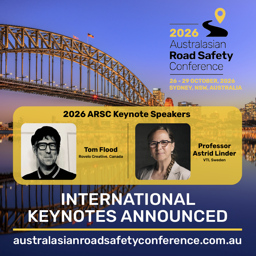 ACRS_RoadSafety's tweet photo. #ARSC2026 keynote speakers announced!
 🔹Tom Flood - Rovélo Creative
 🔹Prof. Astrid Linder - VTI
Join us in Sydney, 26-29 Oct 2026 at Australasia’s leading road safety conference
https://t.co/0Sm4a2MrnC
#RoadSafety #SafeSystem #RoadTrauma #ACRS https://t.co/O1koafsLYA