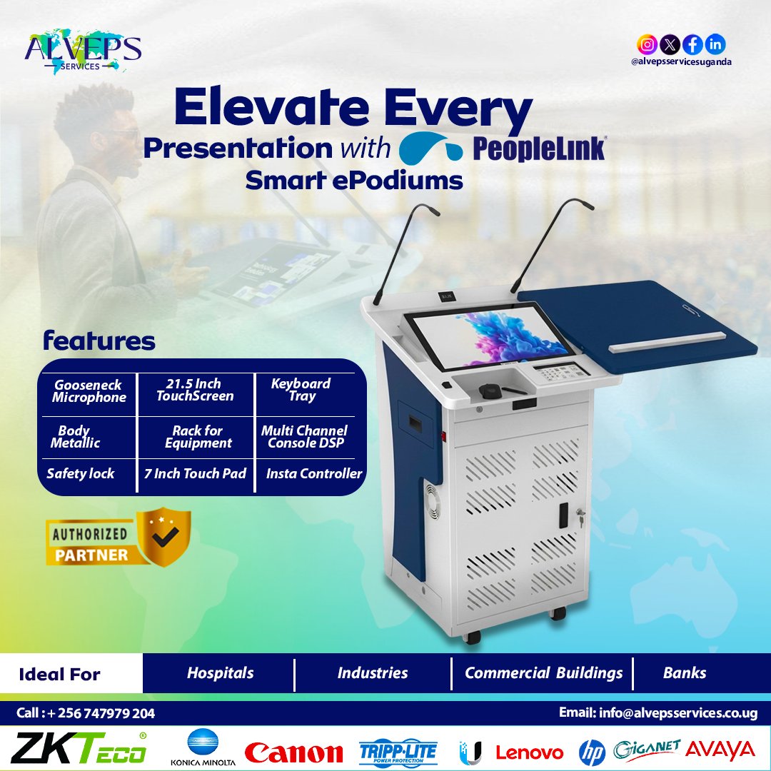Alvepsservices's tweet photo. Elevate every presentation with smart, seamless PeopleLink ePodiums. Perfect for modern boardrooms, campuses &amp; conference spaces. https://t.co/2F1GXxWMDY