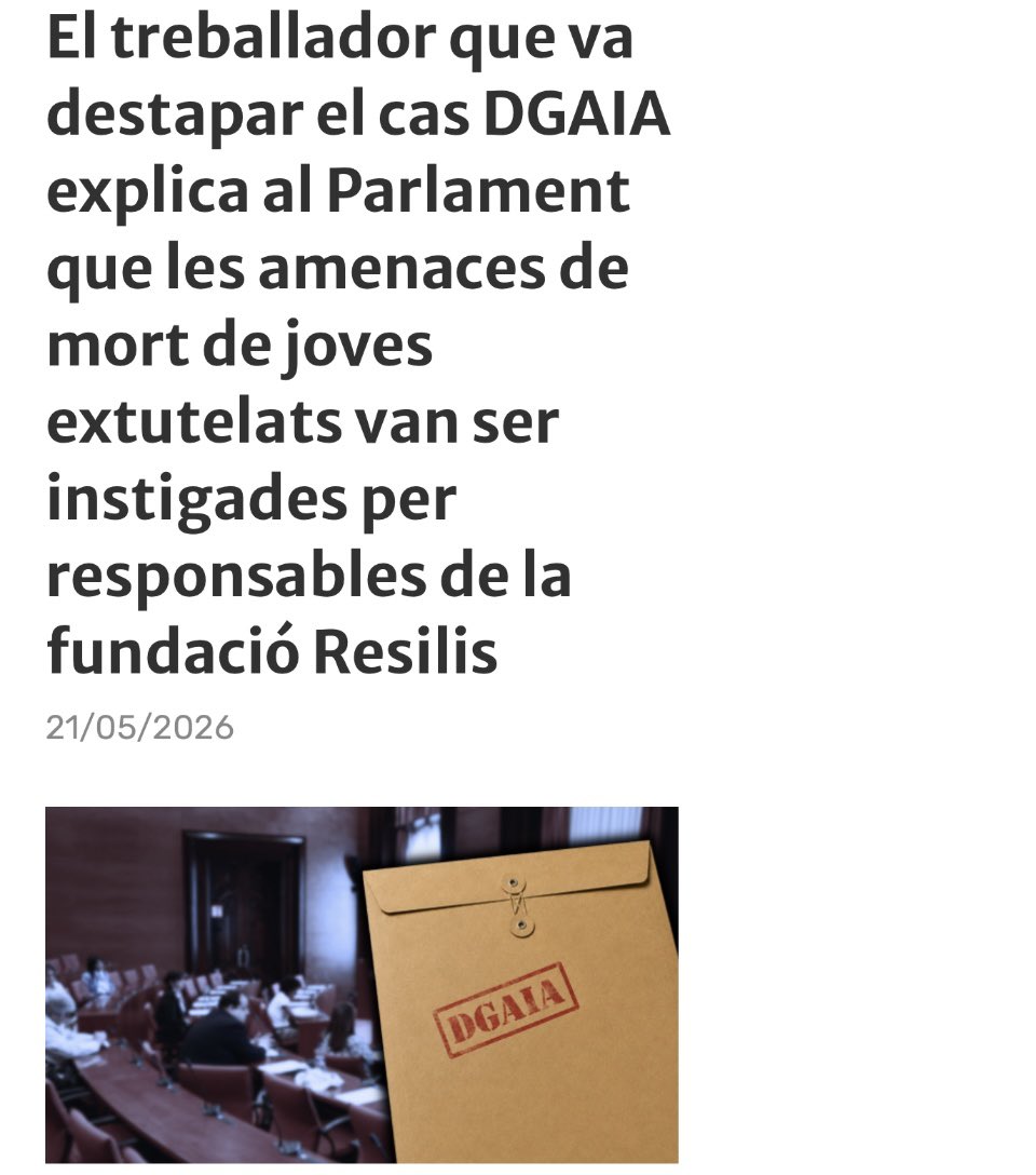 viquirepublica's tweet photo. Aquí teniu fins a 24 irregularitats denunciades pel treballador que va destapar el cas DGAIA al Parlament, perquè, els  mitjans regats pels governs de torn, no us ho explicaran.

Més de 10 anys! 

Resilis i Fundació Mercè Fontanilles, ambdues amb relacions personals, institucionals i proximitat política amb ERC. 

ERC, acceptarà TOT el que vingui del PSC. 
Si no ho enteneu us puc fer un croquis. 

1️⃣ Joves cobrant prestacions tot i tenir feina i ingressos incompatibles.
2️⃣ Joves treballant fora de Catalunya però continuant cobrant ajudes i ocupant places oficialment.
3️⃣ Expedients manipulats per justificar irregularitats.
4️⃣ Pressions per maquillar informes i tapar responsabilitats.
5️⃣ Incompliments sistemàtics de la normativa.
6️⃣ Plans de treball falsos o desconnectats de la realitat.
7️⃣ Cobrament de “places fantasma” de joves que ja no hi vivien.
8️⃣ No cobrament del copagament obligatori als residents.
9️⃣ Anys de malversació de fons públics.
🔟 Ordres per falsejar documentació oficial.
1️⃣1️⃣ Assetjament laboral contra qui denunciava els fets.
1️⃣2️⃣ Canals interns de denúncia inutilitzats o ignorats.
1️⃣3️⃣ Inacció total de directius i recursos humans de Plataforma Educativa.
1️⃣4️⃣ Utilització dels joves per intimidar el denunciant.
1️⃣5️⃣ Amenaces de mort després d’haver-lo assenyalat davant els joves.
1️⃣6️⃣ Cultura interna basada en el frau i la “picaresca”.
1️⃣7️⃣ Manteniment deliberat d’irregularitats per continuar facturant.
1️⃣8️⃣ Joves cobrant més de 2.000 € sense control ni seguiment real.
1️⃣9️⃣ Abandonament fiscal dels joves, acabant sancionats per Hisenda.
2️⃣0️⃣ Negoci privat per davant del benestar dels joves vulnerables.
2️⃣1️⃣ Validacions públiques amb coneixement institucional.
2️⃣2️⃣ Bloqueig de documentació durant les investigacions de la Sindicatura de Greuges.
2️⃣3️⃣ Auditoria qüestionada per conflicte d’interessos amb Judilex.
2️⃣4️⃣ Les irregularitats han  continuat fins i tot el 2025.