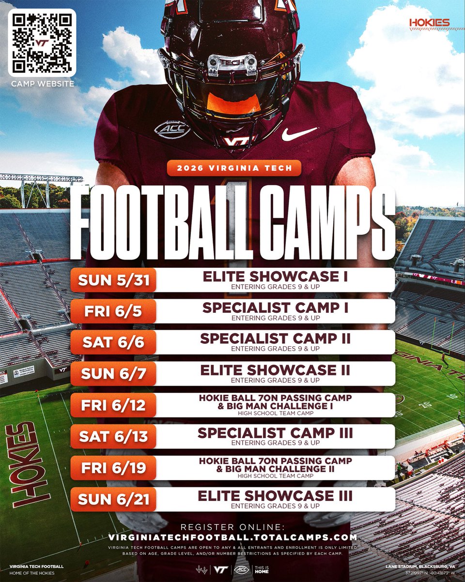 TrippChatmon4's tweet photo. I will be @HokiesFB camp on June 7th.  Thank you @CoachThourogood for the invite!!! I look forward to competing and getting to meet the staff at VT. @buford_football @CoachApp35 @Coach_Davis22 @coachemupchat @coach_norv @coachjfranklin @coachmichaelmay @CoachPears0n https://t.co/098cD1wHFB