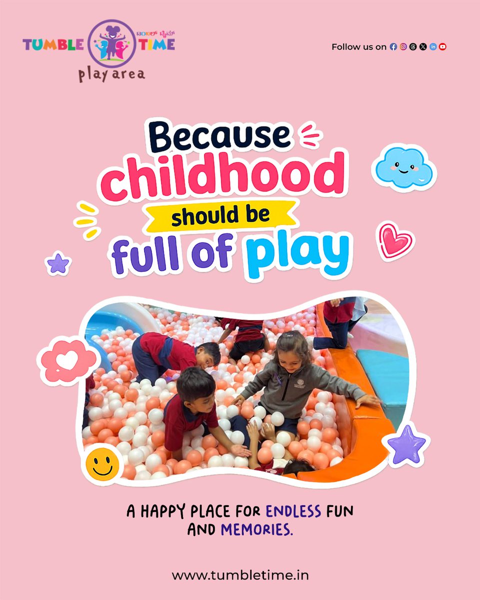 tumbletimeplay's tweet photo. A happy place for endless fun and memories

Childhood is meant for laughter, adventure, and endless play At Tumble Time, every moment turns into a happy memory
🎉 Fun • Play • Happy Memories

#TumbleTime #KidsPlayArea #IndoorPlayArea #BangaloreParents #KidsFun #PlayTime https://t.co/59sOixHYDq