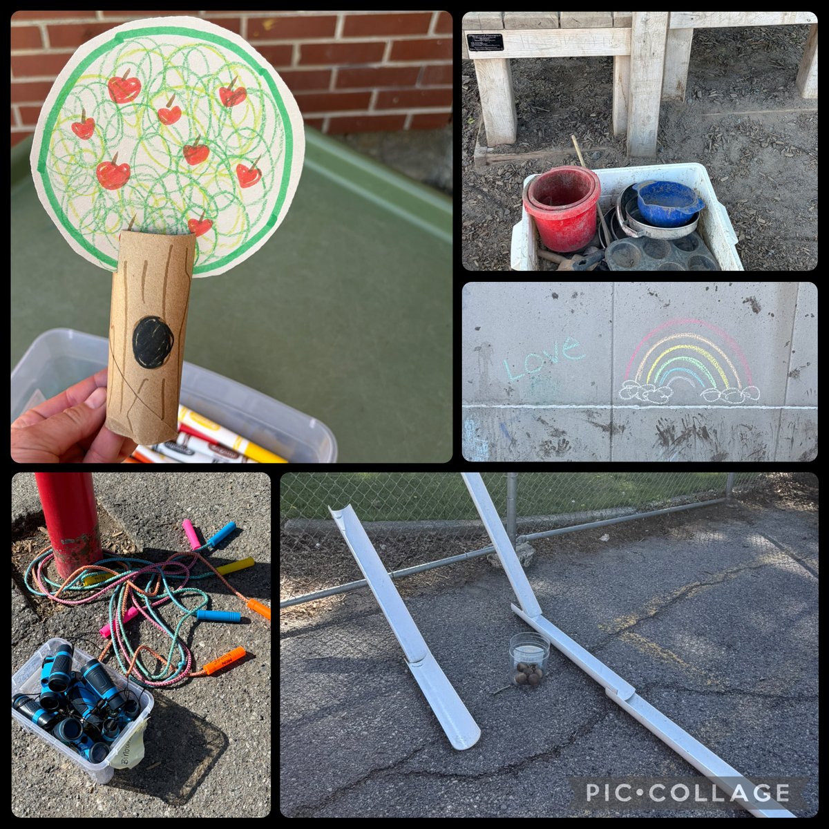 MsLisa4321's tweet photo. The learning never stops outdoors! Our kinders are exploring a massive array of activities this week—from yoga &amp; skipping to giant marble runs, chalk murals, mud kitchen creations, &amp; magnet walls. Learning, growing, &amp; collaborating in the sunshine! ☀️ 

#ocsbKinder #ocsbOutdoors https://t.co/B3jPZEx7zF