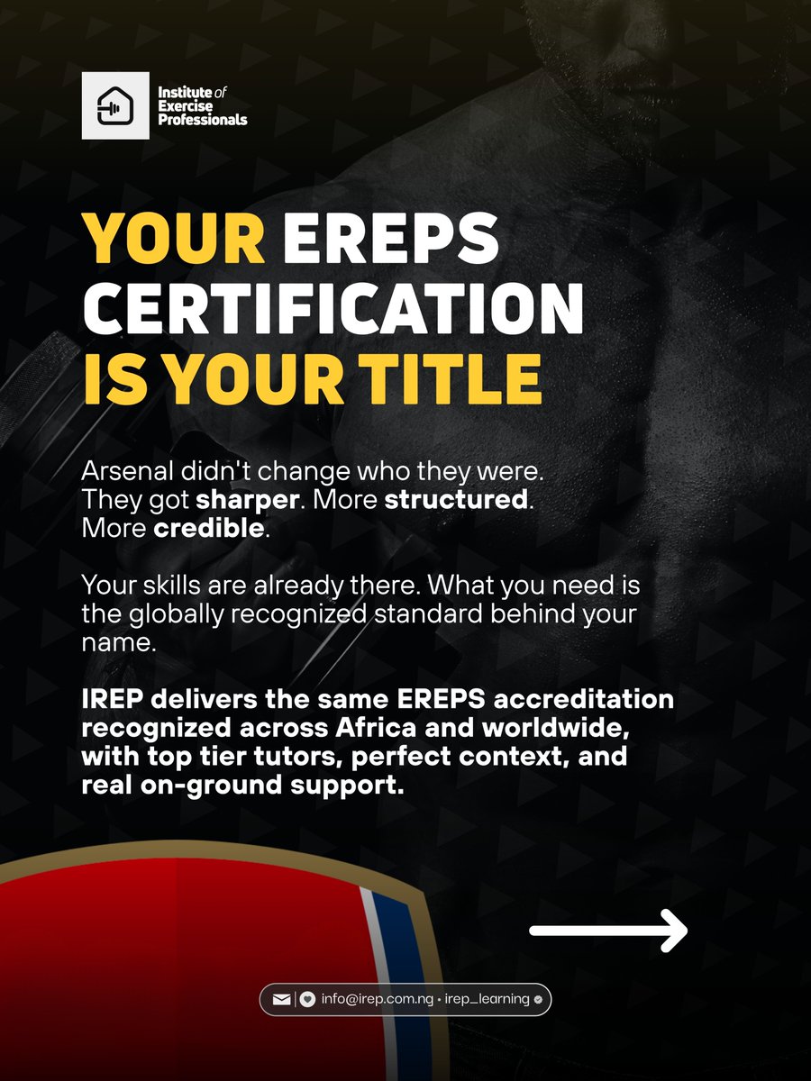 irep_learning's tweet photo. The coach who knows the work but can't prove it on paper. The professional who almost gave up in April. Your EREPS certification from IREP is your Premier League title.  Recognized worldwide.  DM us 'ARSENAL' right now and we'll send you everything you need to get started. https://t.co/GastJTkE7C