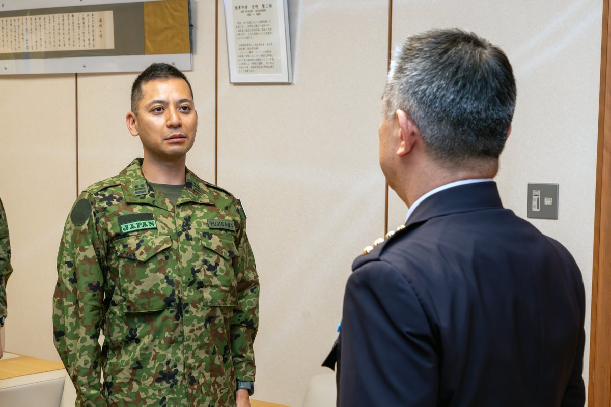 Japan_GSDF's tweet photo. 🇯🇵🇰🇷LTC Fujisawa and three other members, who will be sent to the Republic of Korea as instructors and trainees under the UN Triangular Partnership Programme (UNTPP) Field Medical Assistants Course (FMAC), reported their incoming departure to GEN Arai, CS, JGSDF on 20 MAY 2025.
In this UNTPP, they will train first aid method for the sick and wounded to trainees who will be expected to engage in peacekeeping operations.
#JGSDF will continue its contribution for improving the international security environment through the participation in UNTPP.