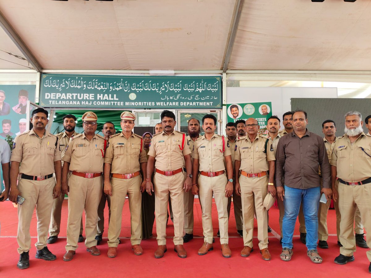 shoabids's tweet photo. Successful completion of Haj Pilgrimage Bandobast today, on 21-05-2026. Gratitude to all police personnel, officials, volunteers, and staff who worked throughout the arangements. 
#Haj2026 #Bandobast #PublicService #HyderabadPolice https://t.co/XppY3IqkOY