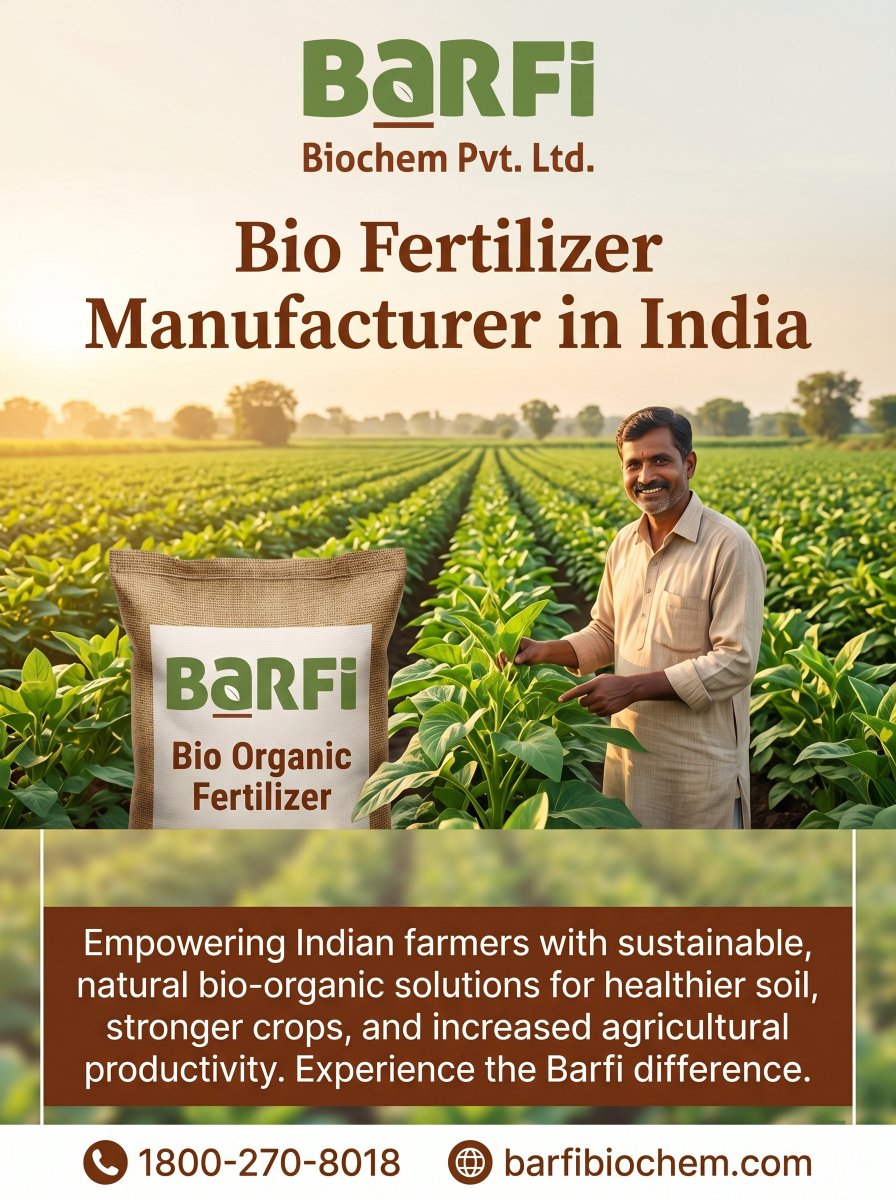 BarfiBiochem's tweet photo. 🌱 Boost crop yield naturally with premium bio fertilizers from Barfi Biochem Pvt. Ltd.. Eco-friendly solutions for healthier soil, stronger plants, and sustainable farming across India. 🌾🚜 

📞 Call us: 1800-270-8018
🌐 Visit: https://t.co/VMbaFYCWfk

#OrganicFarming https://t.co/jL4VWdCboz