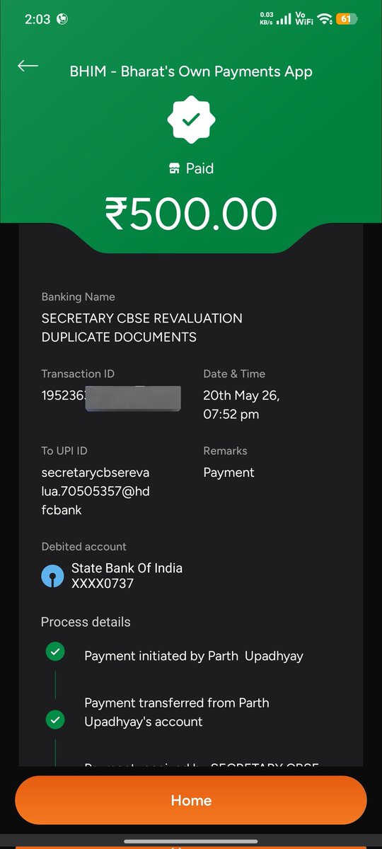 partheminthes's tweet photo. What is going on CBSE !!!
Payment was successful but when I came back to re evaluation page it was pending and the money has been deducted from my account, isn't it a SCAM?🤡
@Razorpay @cbseindia29 
@EduMinOfIndia @dpradhanbjp 
@RahulGandhi 
@dhruv_rathee 
#CBSE #osmscam https://t.co/GfpfNgUJyE