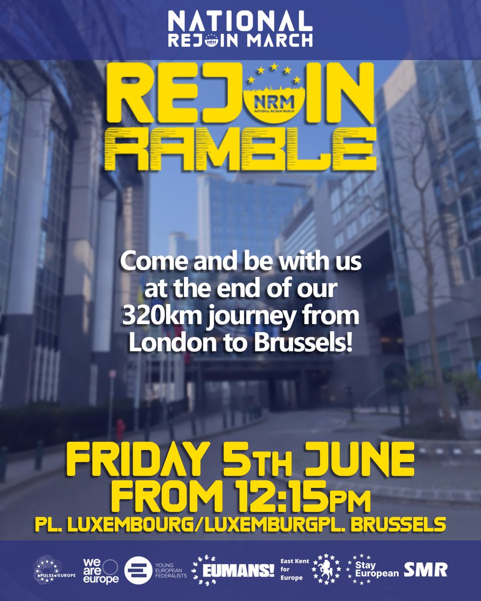 MarchForRejoin's tweet photo. We're going to be welcomed to the European Parliament in Brussels on Friday 5th June from 12:15pm, with your messages of support for the EU in our book!

If you can, come and join us!  😍
#RejoinEU https://t.co/kt138CztKf