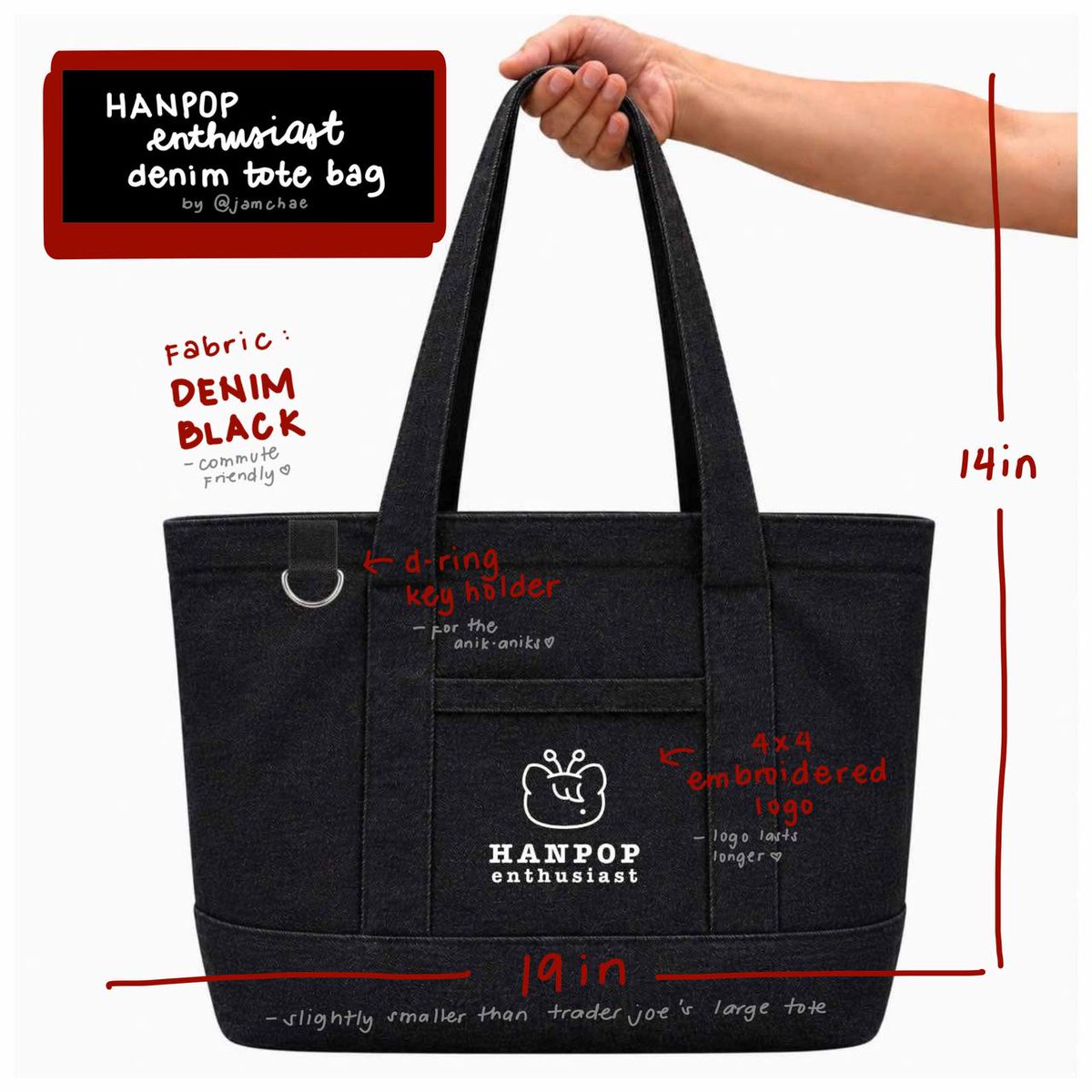 jamchae's tweet photo. 🏷 interest check inch wts lfb skz ph

✨ HANPOP ENTHUSIAST tote bag by @jamchae✨
「 ✦ 800 PHP ✦ 」
 
product specifics:
⋆˚࿔ fabric: denim black
⋆˚࿔ size: 19in:14in:4in
⋆˚࿔ 4x4 embroidered logo
⋆˚࿔ d-ring key holder

DOP: P500 NRDP, RB PAWO

‼️ INCH POLL BELOW ‼️ https://t.co/RUaQ4SrO4d