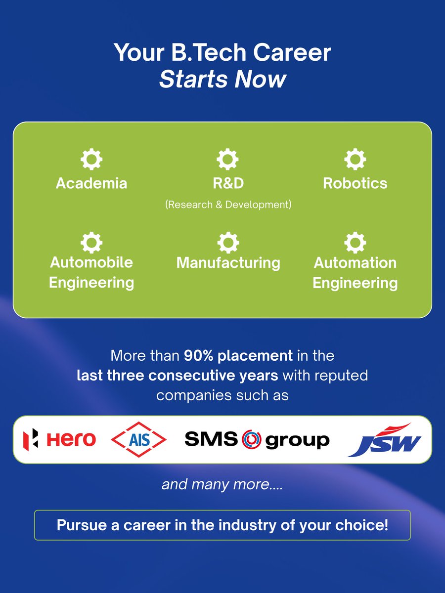 dit_university's tweet photo. Build, design, and innovate with DIT University’s https://t.co/yrjmE7y3Cu Mechanical Engineering program.

From hands-on workshops and industry exposure to practical learning and modern labs, the program is designed to prepare students for the evolving world of engineering and manufacturing.

Admission Counselling 2026 – 31 May
Apply Now: https://t.co/QRc8apMeyu⁠

#dituniversity #mechanicalengineering #btech2026 #engineeringlife
