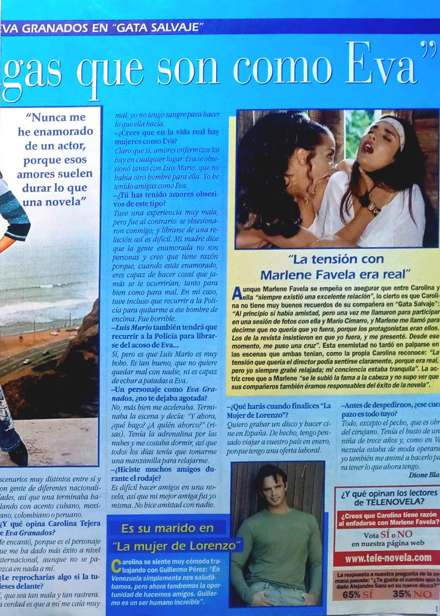 carallochosco's tweet photo. 🗄#ElArchivoDeLaTele🗄
Así confesaba Eva Granados (#CarolinaTejera) hace 20 años a la revista #telenovela que la tensión con Marlene Favela ('RosauraRios') en el set de #GataSalvaje ❗no era fingida❗
#entrevista #scans @Franethan @Pilar_Manzr #Hemeroteca @Donalaviude https://t.co/usOGY0euxs