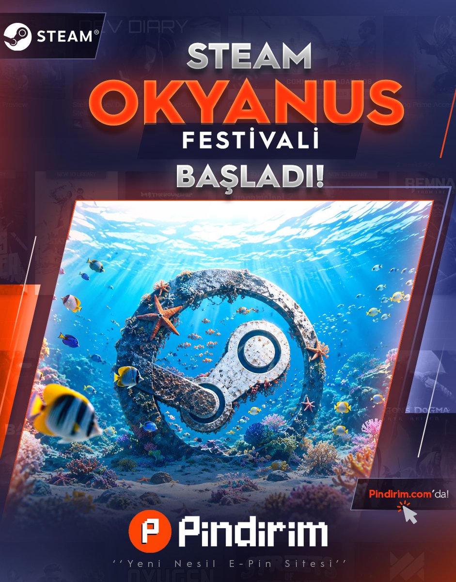 PindirimCom's tweet photo. Steam Okyanus Festivali başladı! 🌊 

Su temalı oyunlardaki özel indirimler 25 Mayıs 20:00'ye kadar devam edecek.

En ucuz Steam Cüzdan kodlarıyla kütüphaneni doldurmak için hemen Pindirim’e göz at! 👇

🔗 https://t.co/eZ5vgiwzN3 https://t.co/TUoxtqE5aH