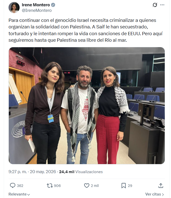 ACOM_es's tweet photo. El genocidio solo existe en las mentes de taradas como @IreneMontero 
Ya no se cortan con el "desde el río hasta el mar". Quieren destruir por completo a Israel.
Pero no lo conseguirán.
Am Israel jai. https://t.co/ZVAUCCLQRd
