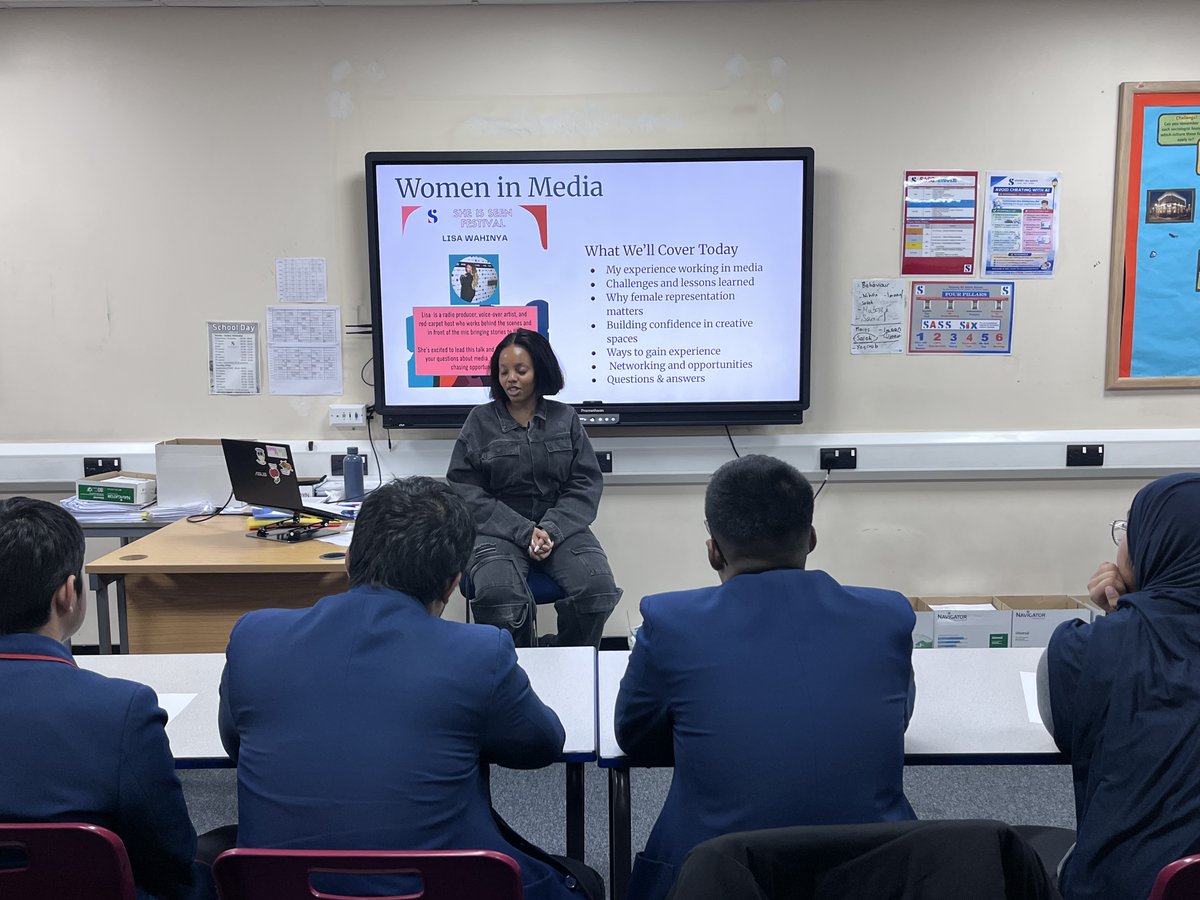 StepneyAS's tweet photo. We were delighted to welcome the incredibly talented Lisa Wahinya to SASS for an inspiring workshop on the importance of female representation in the media industry. #StepneyAllSaints #LisaWahinya #WomenInMedia #FemaleRepresentation #MediaIndustry #StudentWorkshops https://t.co/MTmT9mxMWM