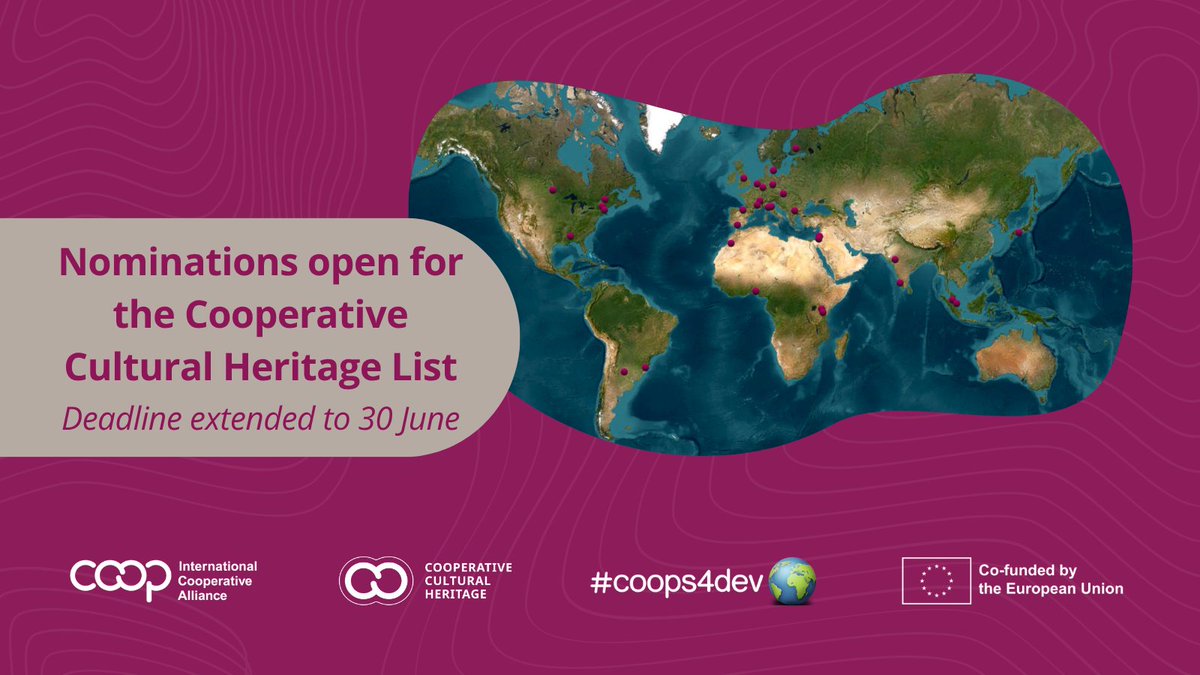 icacoop's tweet photo. 📢 Deadline extended!

Nominations for the 2026 Cooperative Cultural Heritage List are now open until 30 June.

👉 Submit your nomination: https://t.co/jdPm3BqKnz

#Cooperatives #CulturalHeritage #CooperativeCulturalHeritage #coops4dev🌍 https://t.co/B5GpgTMuuG