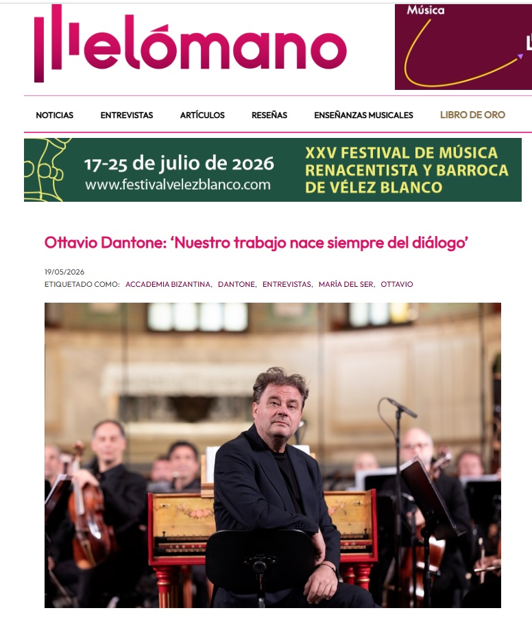 LJClassicalPR's tweet photo. Interview: #OttavioDantone, director de la #AccademiaBizantina, conversa con #MaríadelSer en la entrevista de portada del número de mayo de la revista MELÓMANO

🖊️Read the full interview here⤵️

https://t.co/taK3iiXgZg https://t.co/bAr2N72ZVB