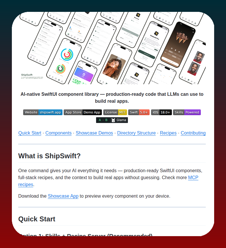 tom_doerr's tweet photo. Production-ready SwiftUI components for LLM-generated apps

https://t.co/6uN1ZfDWHE https://t.co/trWl4jSwIp