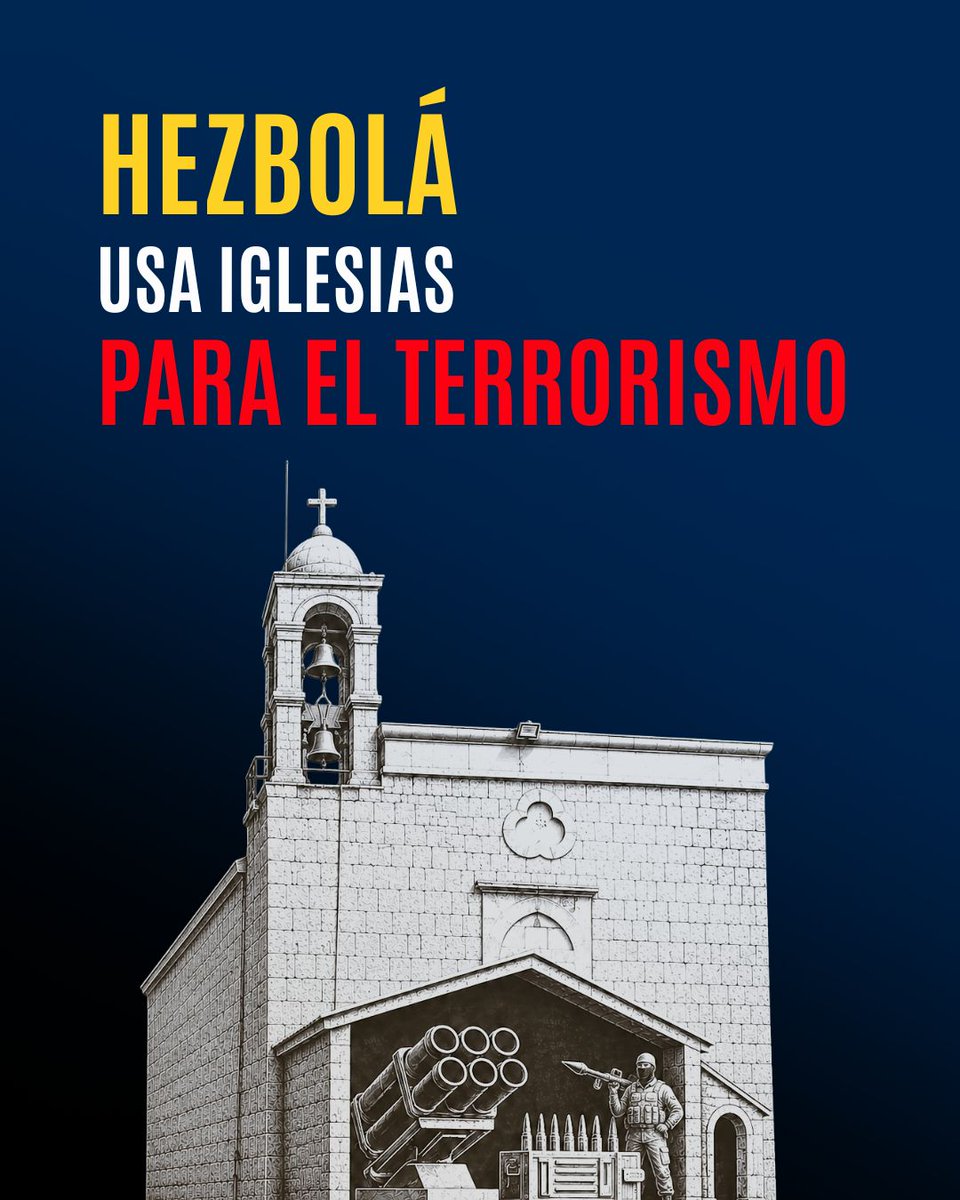 IsraelinSpanish's tweet photo. Hezbolá está convirtiendo iglesias en el Líbano en bastiones terroristas y poniendo en peligro a civiles cristianos.

Usar lugares de culto para almacenar armas y lanzar ataques constituye una violación del derecho internacional. https://t.co/SYOBJmYdsE