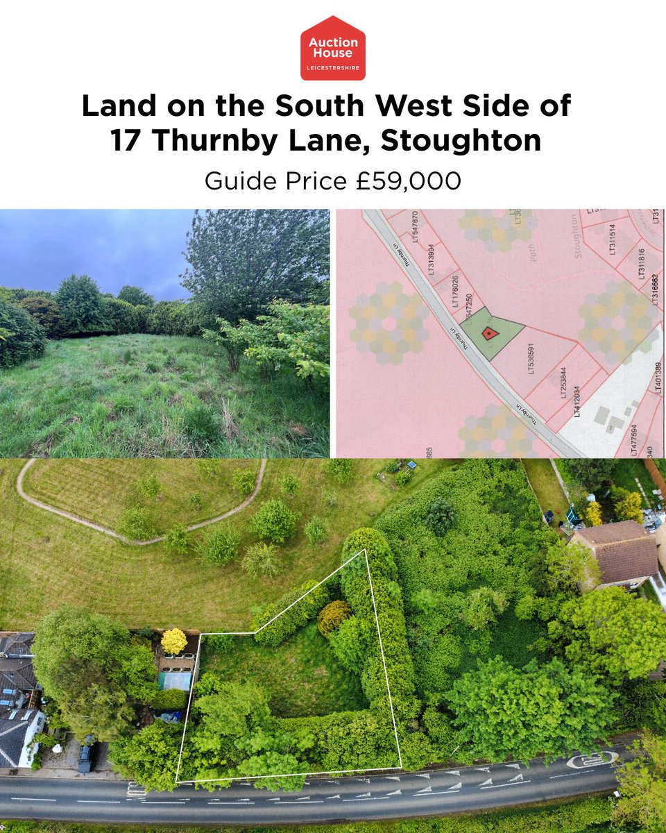 AuctionHouseLC's tweet photo. A parcel of land in Stoughton has been added to our auction on 18th June.

With excellent development potential, this parcel of freehold amenity land extends to approximately 0.146 acres.

To be ready for the auction, register to bid at https://t.co/dA1OQmYiLd https://t.co/AFH3t5yTF1