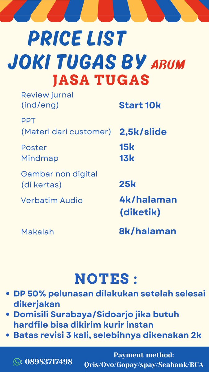 _kehidupunk_'s tweet photo. OPEN JASA TUGAS AREA SURABAY DAN SIDOARJO BISA KIRIM HARDFILE START 2k an 
#jasatugassurabaya #jasatugassidoarjo #zonauang #bealanja #zonabu https://t.co/WJKkEQeE8Q