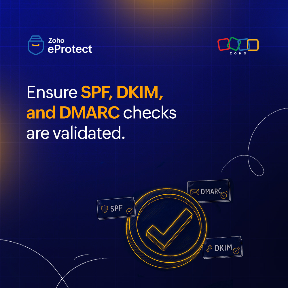 ZohoeProtect's tweet photo. 5/ Authentication of the SPF, DKIM, and DMARC protocols is crucial. https://t.co/mTKd1KqtPz