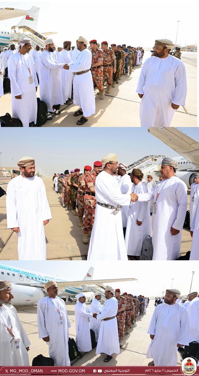 MG_MOD_OMAN's tweet photo. بعثة الحج العسكرية لعام ١٤٤٧ هـ/٢٠٢٦م تُغادر البلاد متوجهة إلى الديار المقدسة لأداء فريضة الحج. https://t.co/Ru105jiGOr