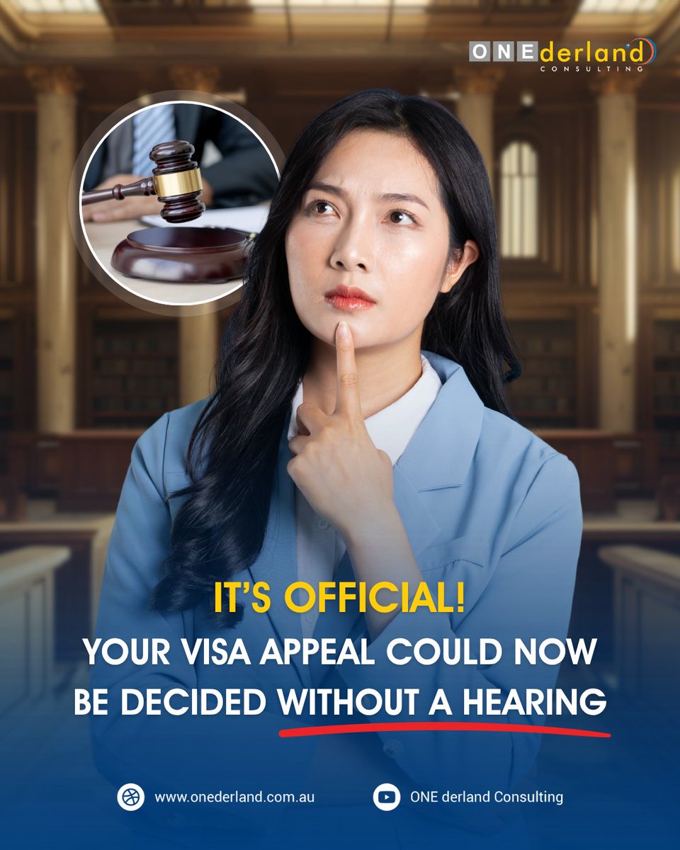 onederland_au's tweet photo. 🚨 Major Update to Australia’s Visa Appeal Process
The ART has officially announced that certain visa appeal cases may now be decided without a hearing.
#AustralianVisa #MigrationUpdate #VisaAppeal https://t.co/A5z14LeFbn
