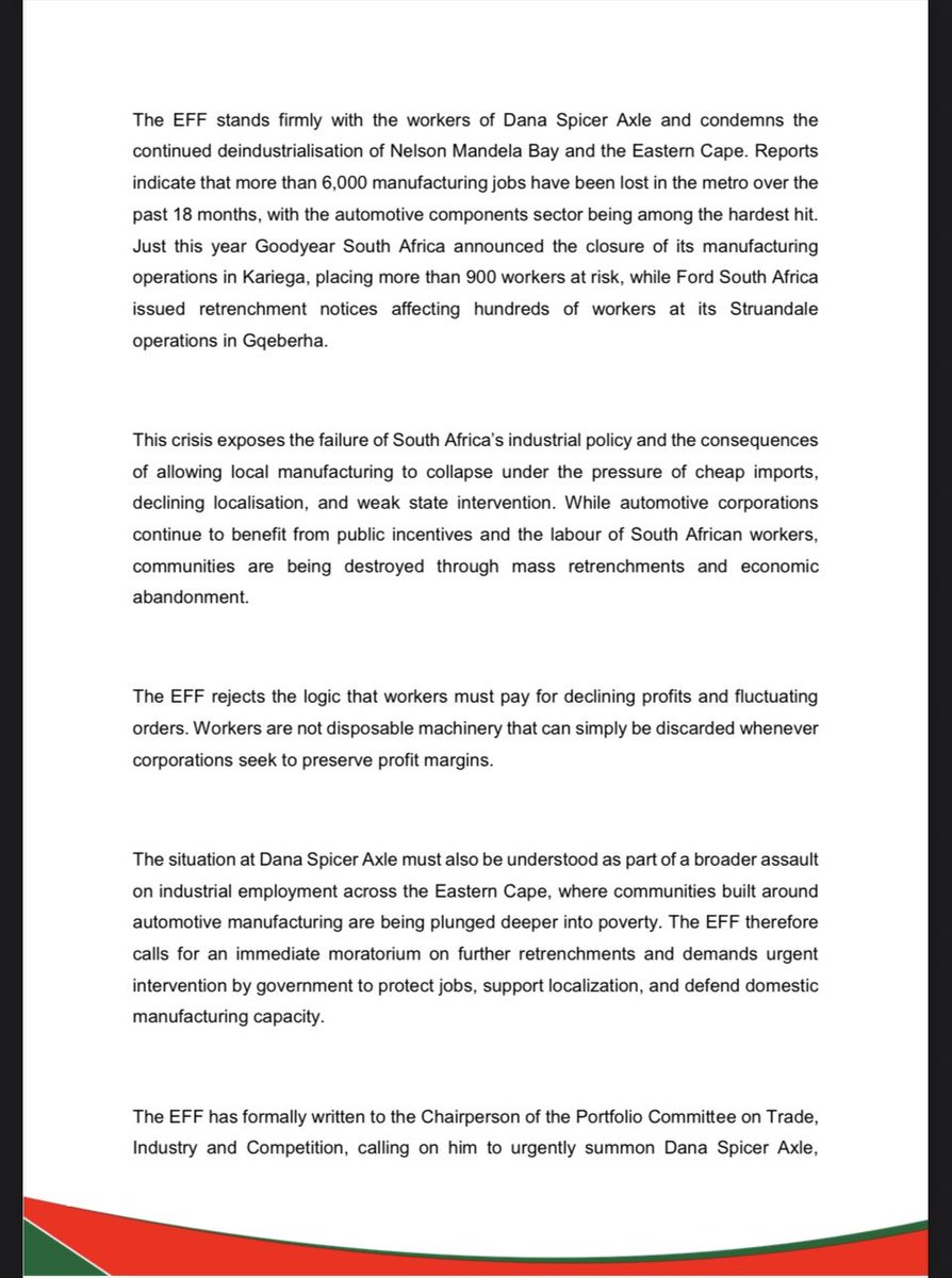 Economic Freedom Fighters tweet media