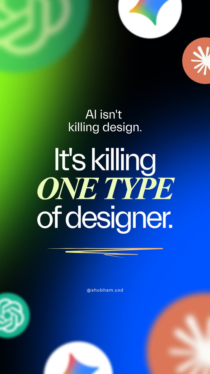 Shuvbhamm's tweet photo. AI isn't replacing designers. It's replacing a specific kind of designer.  

Design job postings dropped 33% in 2025. 

AI-collaboration roles went up 340%.  The split is real.

#AIDesign #SaaS #DesignFuture #ProductDesign https://t.co/4JPitGJaHg