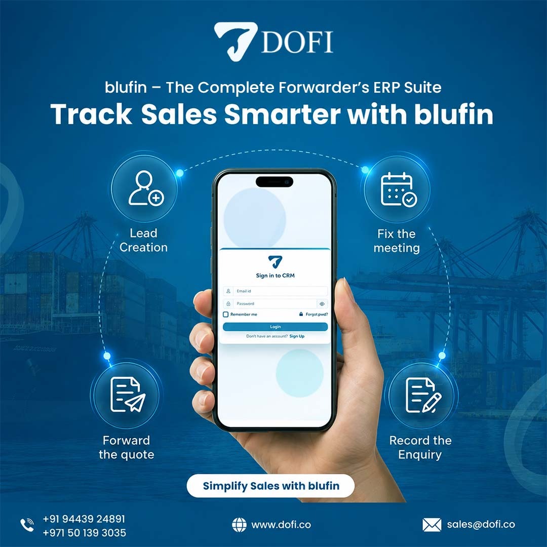 dofiinfosy87410's tweet photo. 🚀 Track sales smarter with blufin – The Complete Forwarder’s ERP Suite.
Manage leads, meetings, enquiries, and quotes from one centralized platform built for freight forwarders.
📞 +971 50 139 3035
🌐 https://t.co/YhfLM3cxLM
#blufin #DOFIInfosys https://t.co/MQykK6cTqX