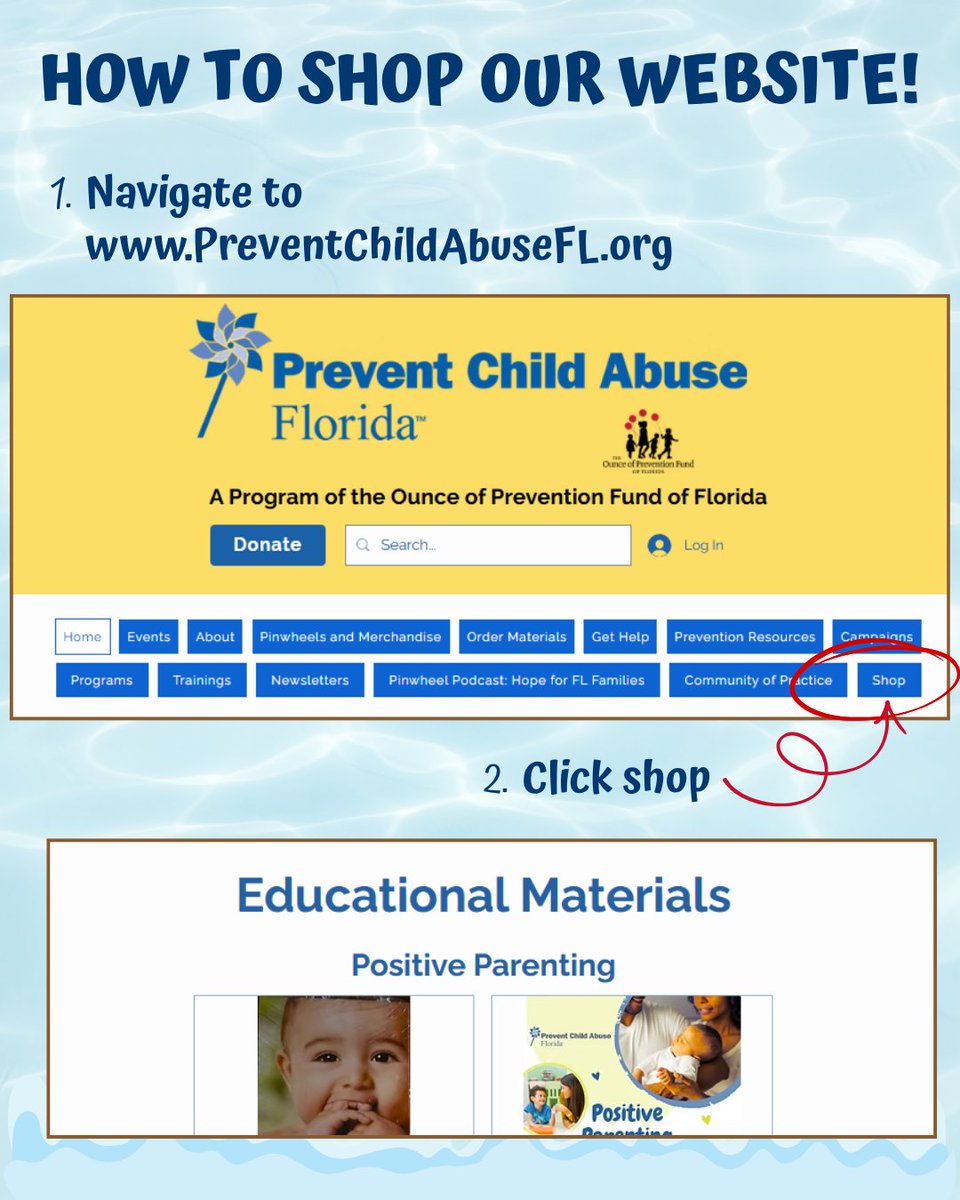 PCAFlorida's tweet photo. In need of informational resources to share within your community? Look no further! 

We have free educational materials relating to water safety, safe sleep, and positive parenting on our website. Visit https://t.co/SlzDTQVc29 to check it out!

#WaterSafetyMonth https://t.co/gKagx2y8MA