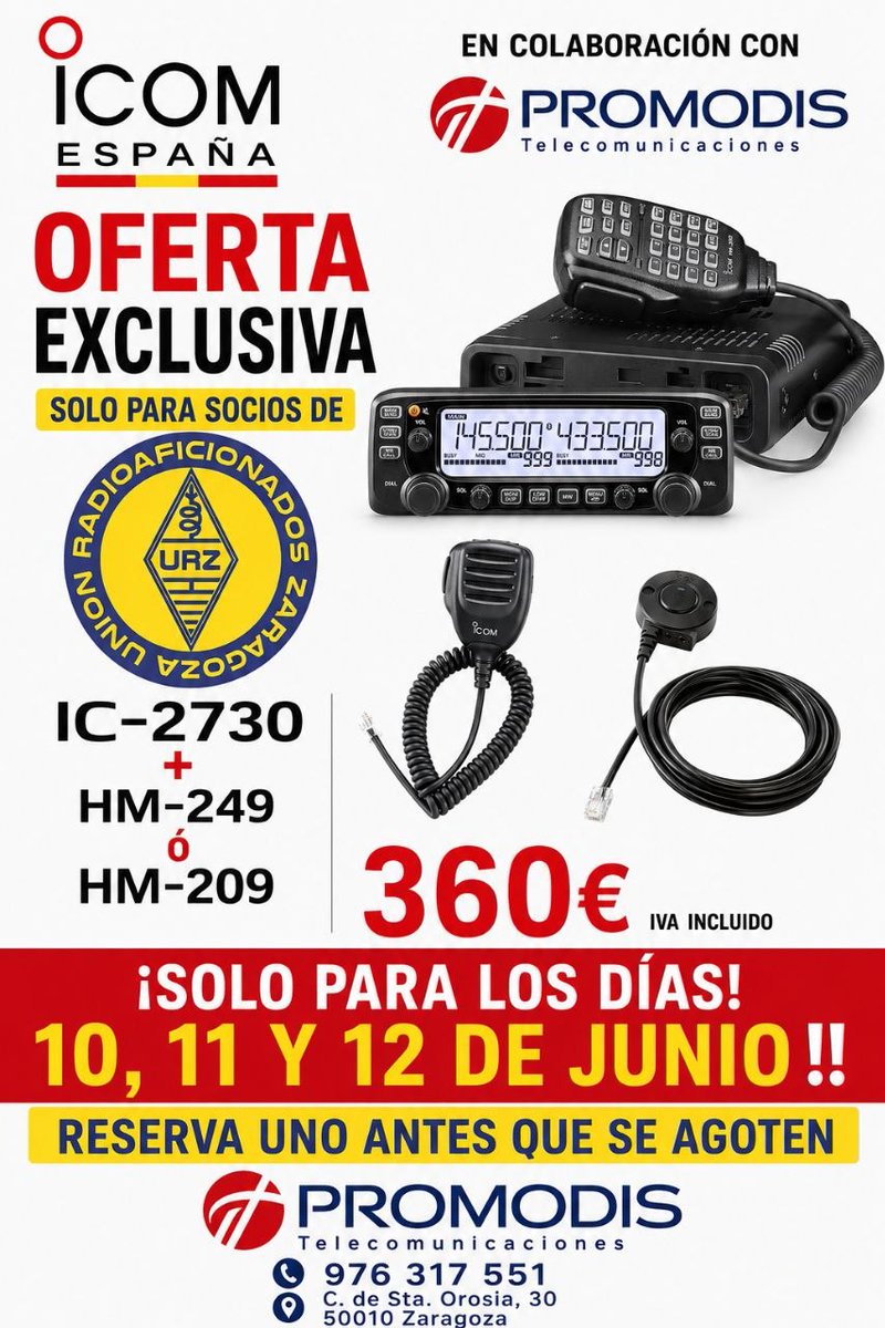 ea2urz's tweet photo. Desde @ea2urz queremos informaros de una buena promoción que hemos conseguido de PROMODIS TELECOMUNICACIONES para todos vosotros, y comentaros que no sera la ultima y trabajaremos en otras próximamente. https://t.co/M4GVVRgIQ2