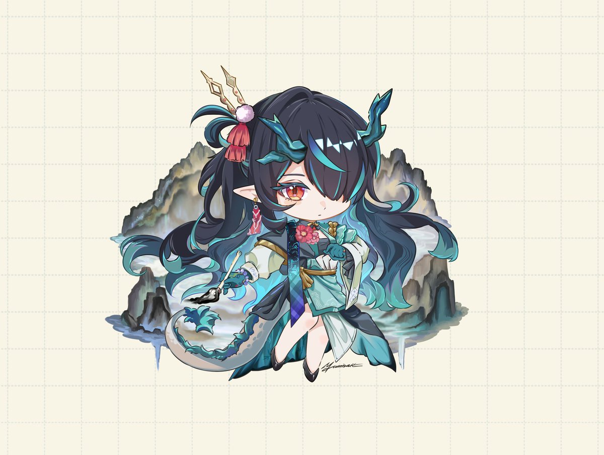 yumin7370's tweet photo. 「獨坐丹青，與墨同眠，在虛實之間繪出一片與世隔絕的極境。」
"Dwelling in brushes and dreams of ink, she shapes an isolated sanctuary where reality and illusion entwine."
#Dusk #Arknight #夕 https://t.co/GcU7TNOi5m