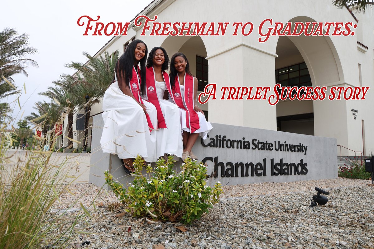 csuci's tweet photo. Meet the Williams sisters: identical triplets graduating together from CSUCI this Saturday. 🎓
Psychology. Political science. Anthropology. Three unique paths, one unforgettable journey. 💙
https://t.co/AIUzNsS5dP
#CSUCIGrad #ClassOf2026 #DolphinProud https://t.co/yqgOY3SgGX