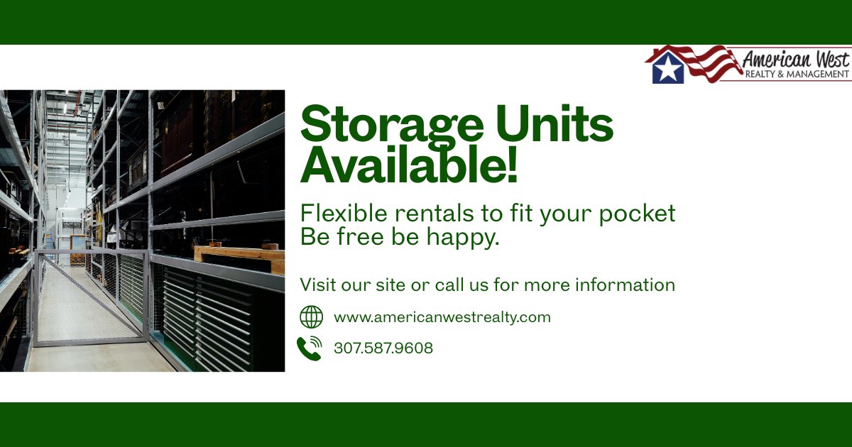 NathanGesner's tweet photo. Storage Units for rent in Cody!! 🏠

Check out our available stores: Cody Self Storage, Fair Acres, and Stor N Lock!
We offer a variety of sizes ranging from 4x6 to 19x50 to meet all your storage needs, we've got you covered! 📦✨

Contact us 📞 307.587.9608 https://t.co/fLVio65NuV