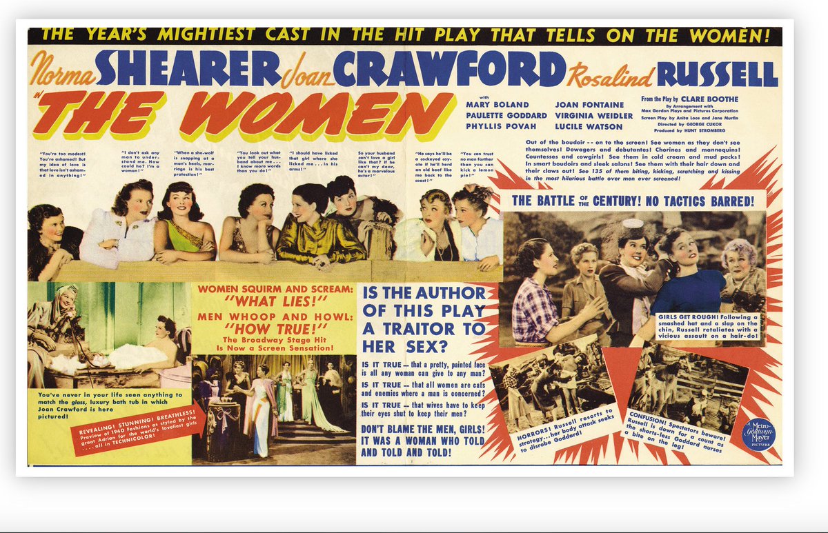 agmacor's tweet photo. Before the premiere of Clare Boothe Luce's play "The Women" in Dec. 1936, an #MGM scout reported back to LB Mayer that CBL "has written of her sex with a knowing and cynical pen,” offering "an unusually good set-up for the screen." #TheWomen #TCMParty #nextbook #Joancrawford https://t.co/NMqglU5mGd