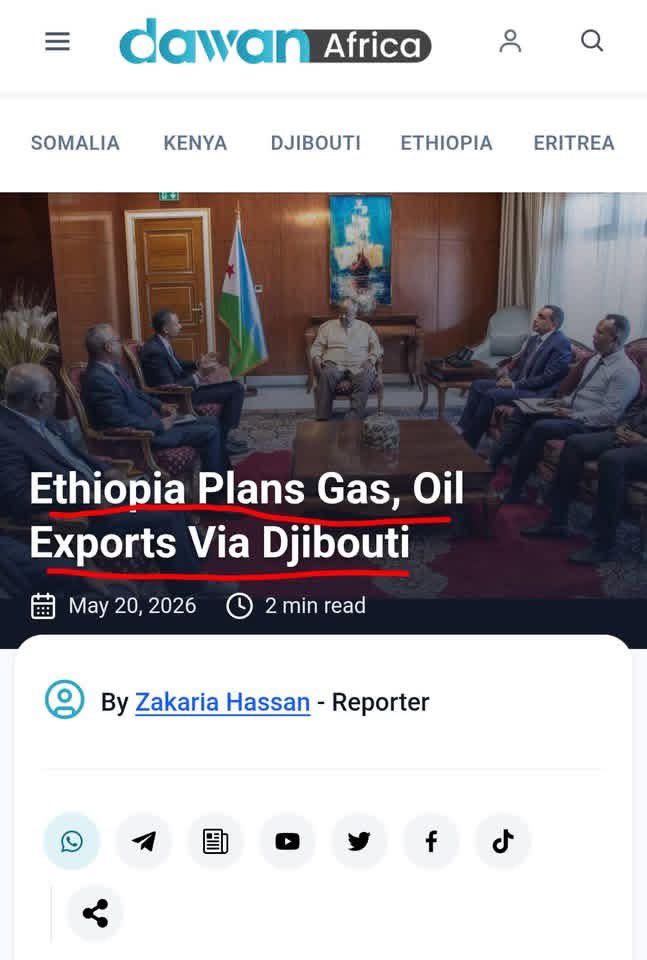 DanielsonKassa1's tweet photo. BREAKING ‼️ Ethiopia has unveiled a plan to supply its oil and gas products to the global market through Djibouti.

🇪🇹🤝🇩🇯

Ethiopia has shared with Djibouti its plan to export natural gas and crude oil to the world market via Djibouti, while also importing refined petroleum products from Djibouti through a liquid pipeline. The proposal was presented by Dr. Brook Taye, CEO of Ethiopian Investment Holdings, to Djibouti's President Ismail Omar Guelleh. According to Djibouti's news agency (ADI), the president has accepted the plan.

The Ethiopian government's proposal consists of two phases. The first phase involves laying a refined oil pipeline stretching about 113 kilometers—starting from the port of Djibouti and ending at Dewele, located on the Ethiopia-Djibouti border. The second phase involves constructing a gas and crude oil pipeline roughly 760 kilometers long, starting from the Ogaden region in Ethiopia's Somali State and extending to the port of Djibouti.

The total estimated cost for the two pipelines and refineries work exceeds $10 billion. The success of the projects is expected to elevate cooperation between Ethiopia, Djibouti, and the Dangote Investment Group to a higher, more strategic level.