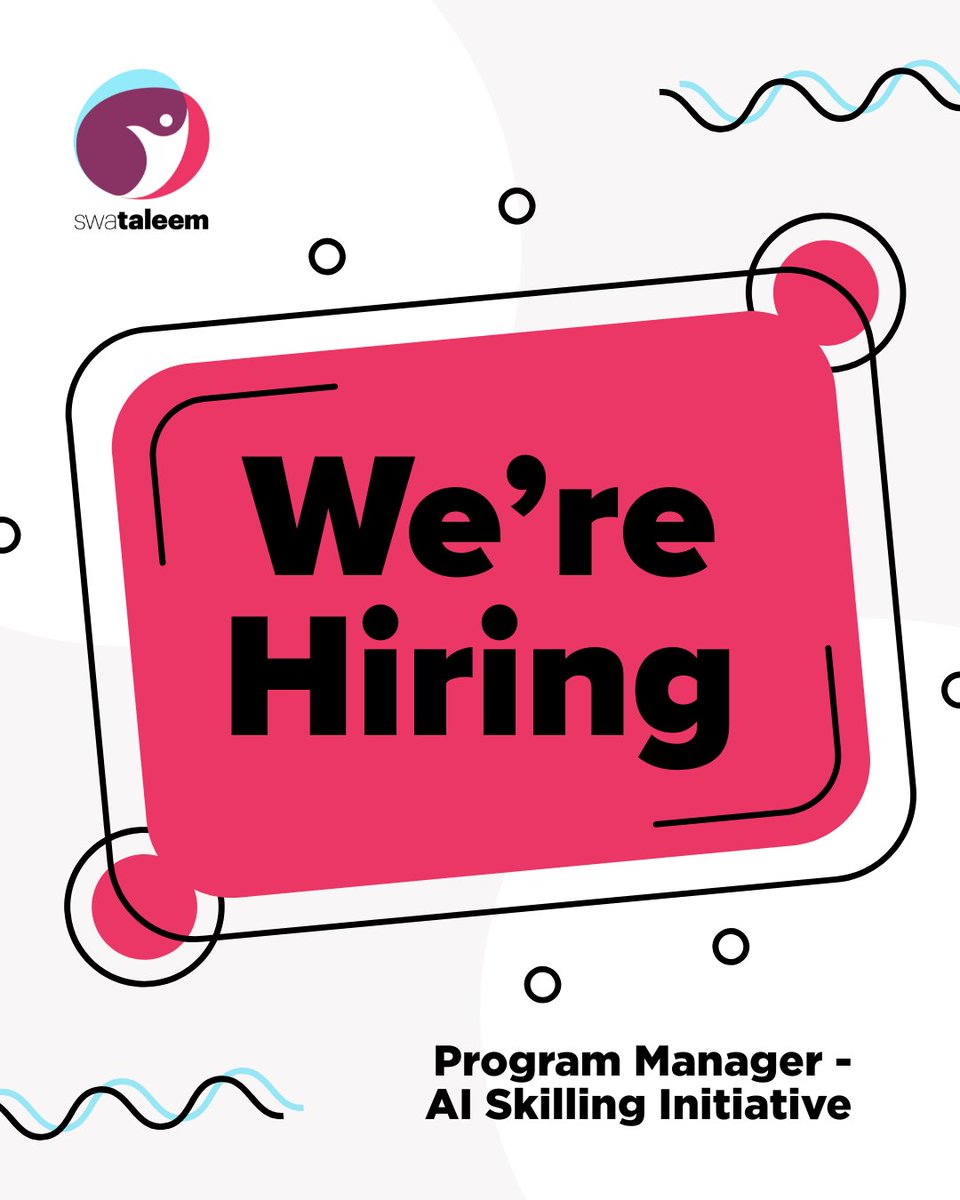swataleem's tweet photo. We are hiring a Program Manager - AI Skilling Initiative, to be based in Gurugram. Visit this link for the JD, and the application link: https://t.co/vRW8dzSxJt
#GirlsAgency #AIforGood #Hiring #HiringNow #JobsforGood #NGOJobs https://t.co/Kocb2ONqjd