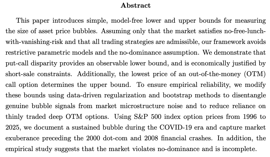 PtrPomorski's tweet photo. Right on time: "Measuring Bubbles via Put-Call Disparity: A Model-Free Approach", https://t.co/fXDlv2u7e4 https://t.co/c1jop0n8h8