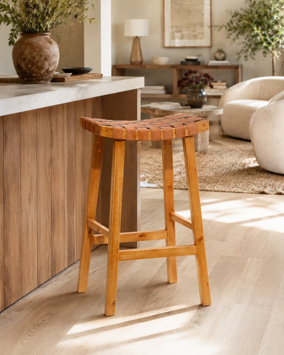 decomarche's tweet photo. Swipe through three elevated seating styles: the black faux leather handmade woven kitchen bar stool, brown faux leather handmade woven kitchen bar stool, and brown wood kitchen bar stool with footrest.

Which one fits your space best? https://t.co/TQXCjYWGoh