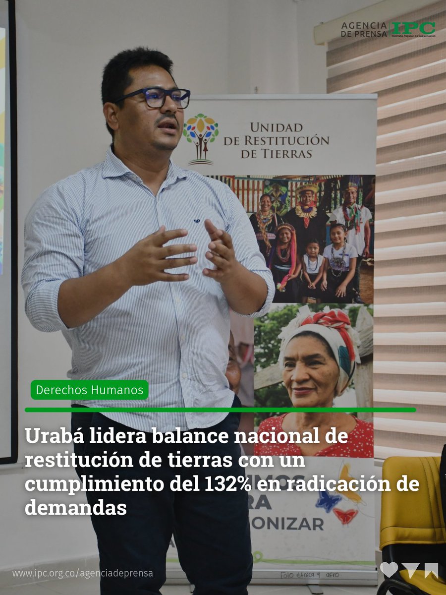 IPCoficial's tweet photo. #DerechosHumanos | 🎤En un encuentro con medios regionales, la @URestitucion en Urabá reportó un desempeño superior al promedio país durante el último ciclo de gestión, alcanzando un 125% de cumplimiento en la etapa administrativa y posicionándose como la oficina más eficiente a nivel nacional en la etapa judicial✊🏾. 

📊Además, supera los 5.399 millones de pesos en inversión en proyectos productivos. La apuesta es dejar un proceso sólido de cara a los cinco años restantes de la Ley de Víctimas.

📱Lee el informe completo aquí: https://t.co/2tixEJW5yd

o escaneando el código QR.
