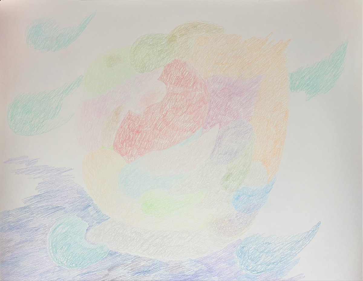 F50号の色鉛筆画をはじめたよ、そのときの変化を重ねていく絵 #抽象画